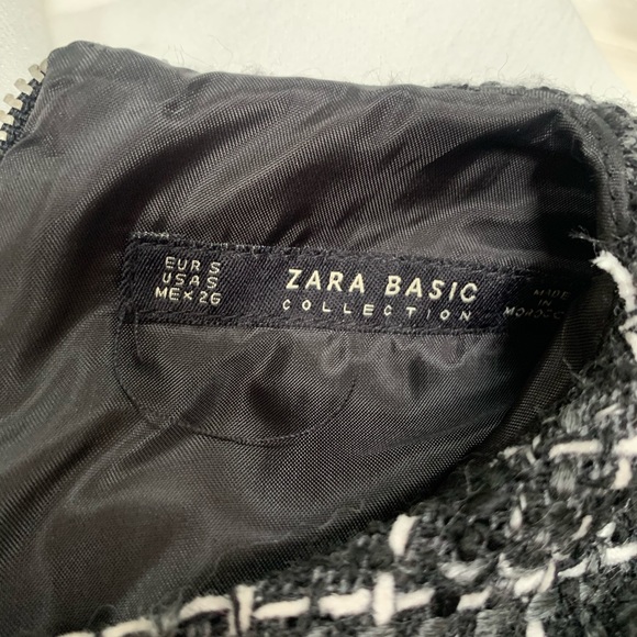 NWT Zara Black Tweed Leather Trim Dress Size S - Picture 6 of 6